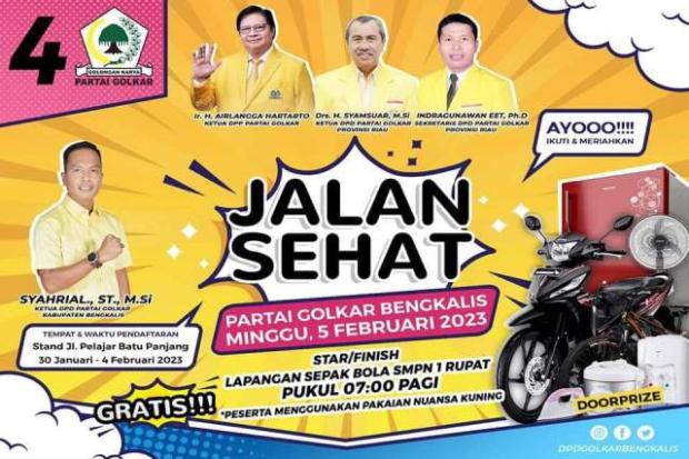 DPD Golkar Bengkalis akan Gelar Kegiatan Jalan Sehat di Rupat, Sekaligus Pembagian 200 Paket Beras untuk Masyarakat