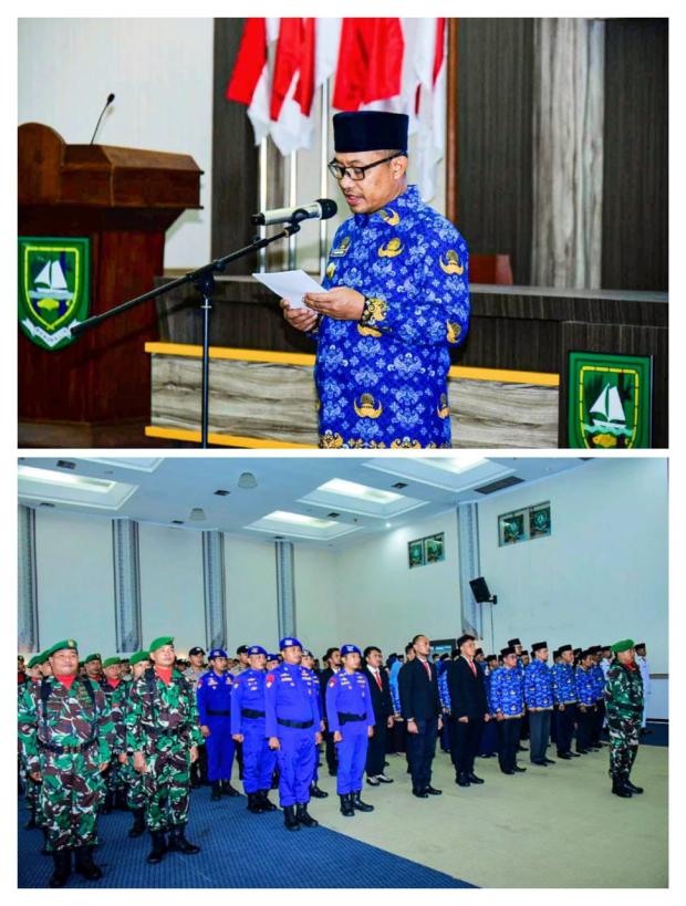 Hujan, Pemkab Bengkalis Tetap Gelar Upacara Peringatan Hari Lahir Pancasila dalam Ruangan