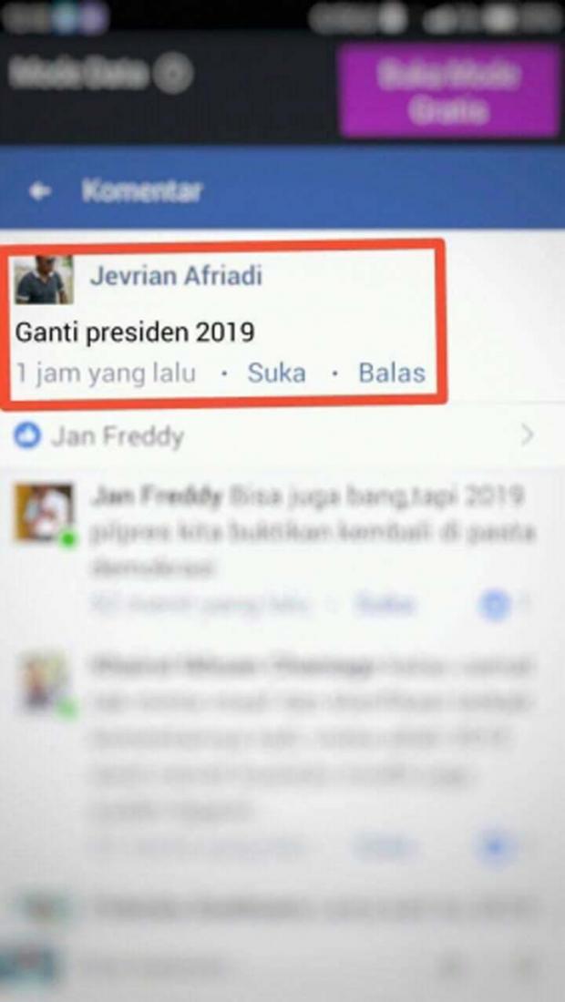 Akun <i>Facebook</i> Diduga Milik Seorang Camat di Kuantan Singingi Tulis Status ”Ganti Presiden 2019”
