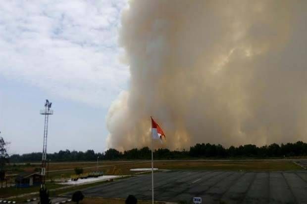 Gawat, Kebakaran Hebat Makin Dekat ke Bandara Pinang Kampai Dumai