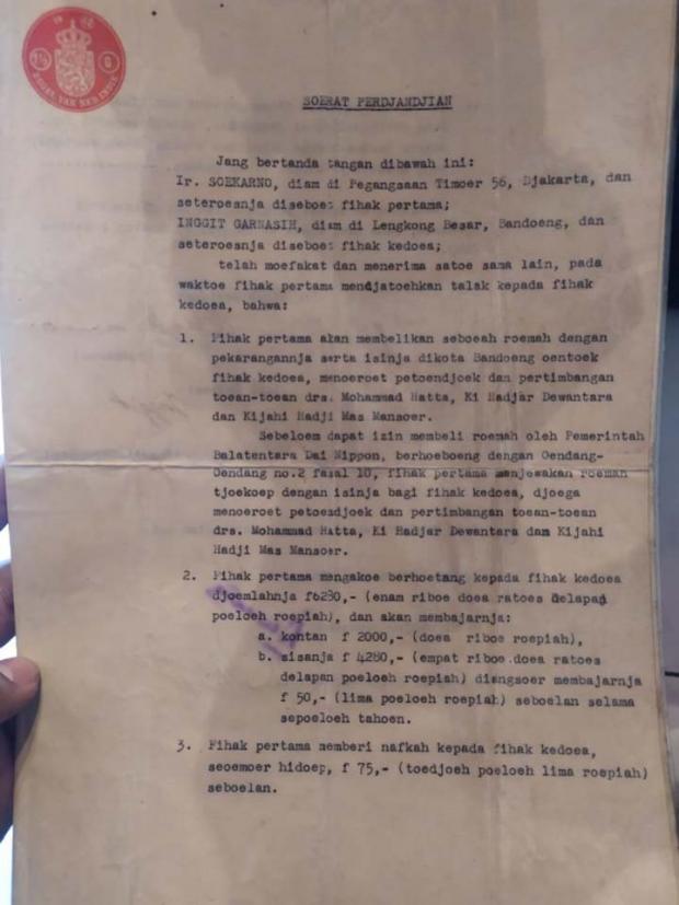 Wah, Surat Cerai Proklamator Bung Karno-Inggit Ditawarkan Rp25 Miliar