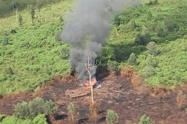 Pondok-pondok Milik Perambah di Cagar Biosfer di Kabupaten Siak Dibakar Satgas Karhutla