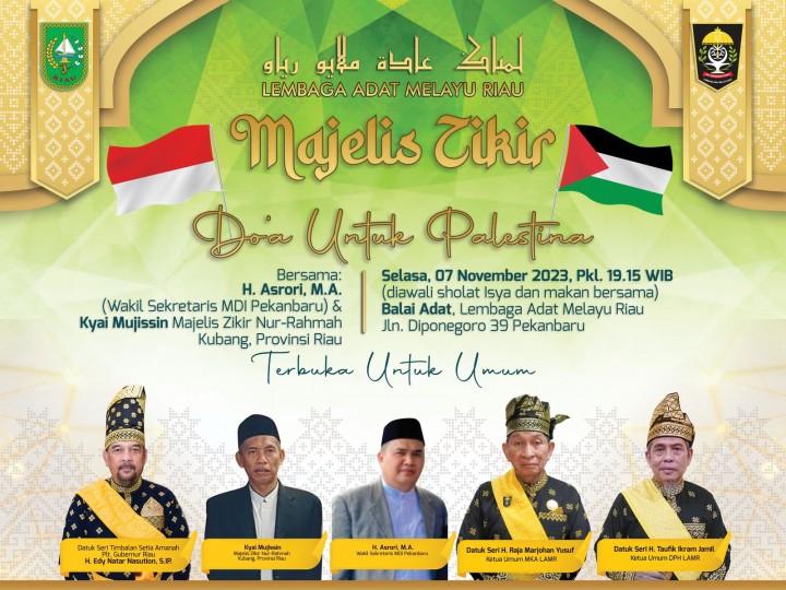 Doakan Palestina, Malam Ini LAM Riau Gelar Zikir Bersama