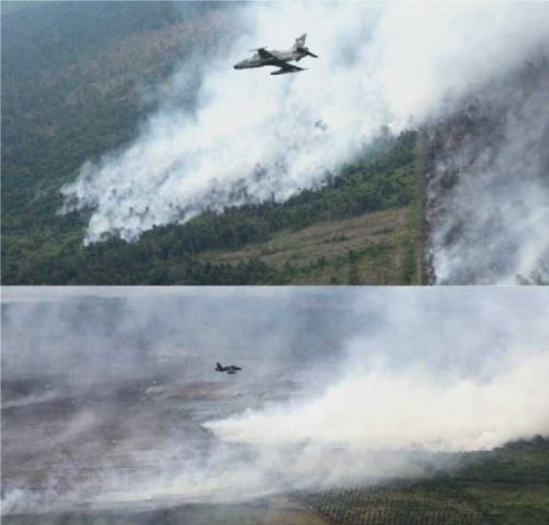 Ini Penampakan Kebakaran Lahan di Riau, Dipotret pada 8 Maret 2016 dari Pesawat Tempur