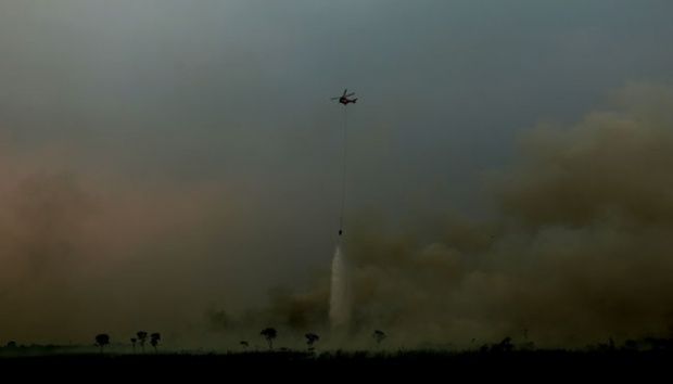 Dua Helikopter Dikerahkan Bantu Pemadaman Belasan Hektar Lahan di Pelalawan