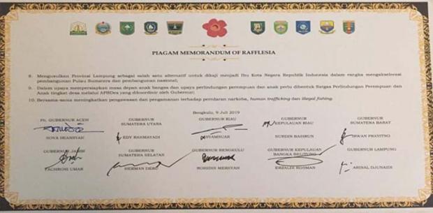 10 Gubernur Sepakat Usulkan Lampung Jadi Ibu Kota Negara