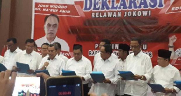 Di Riau, Bupati dari Gerindra dan PAN Ikut Deklarasi Dukung Jokowi 2 Periode