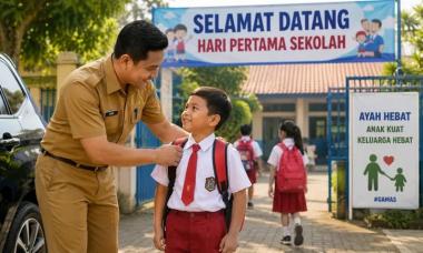 bpemprov-riau-imbau-aparatur-lakilaki-antar-anak-di-hari-pertama-masuk-sekolahb