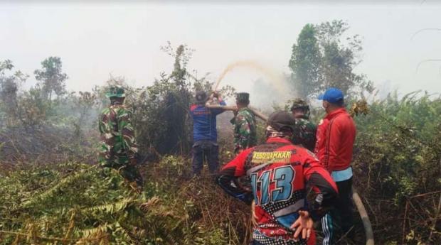 Liku-liku Petugas Damkar Kecamatan Pinggir Berjibaku dan Bertaruh Nyawa Siang hingga Malam demi Padamkan Api yang Bakar Lahan
