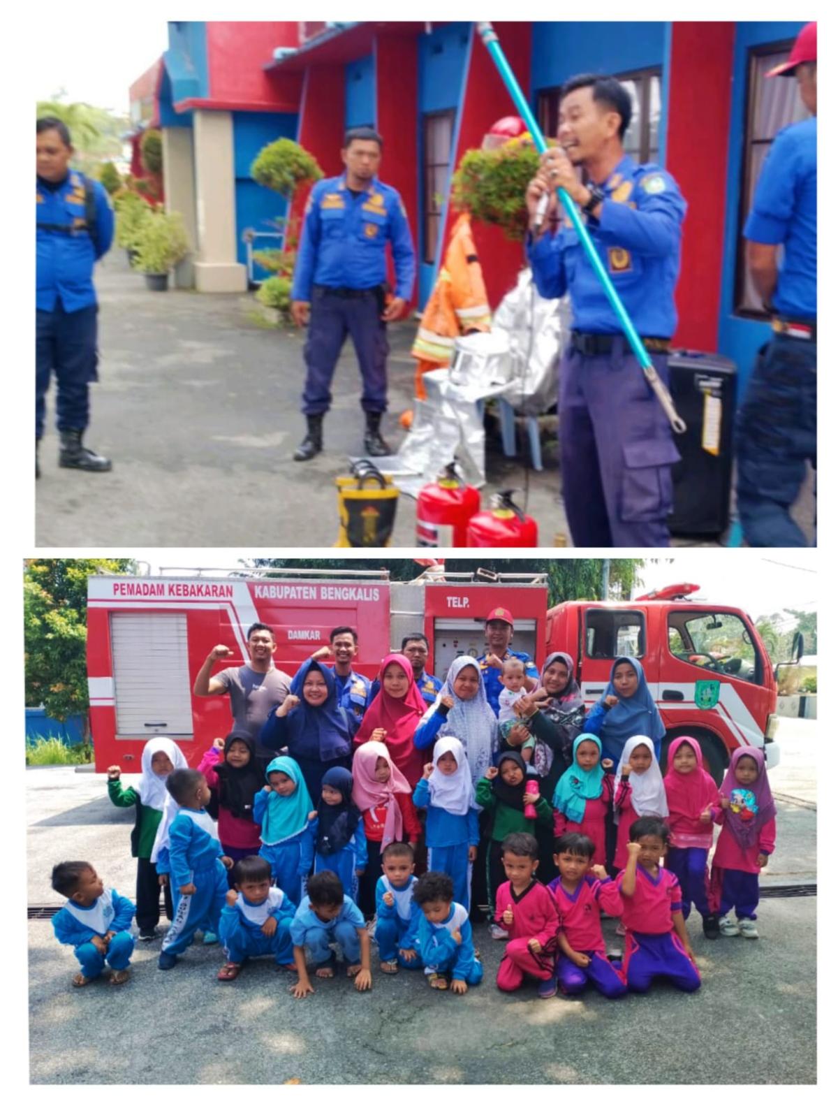 KB Quran Asy Syifa dan TK Tahfidz Al Fatih Kunjungan Edukasi ke Damkar Bengkalis