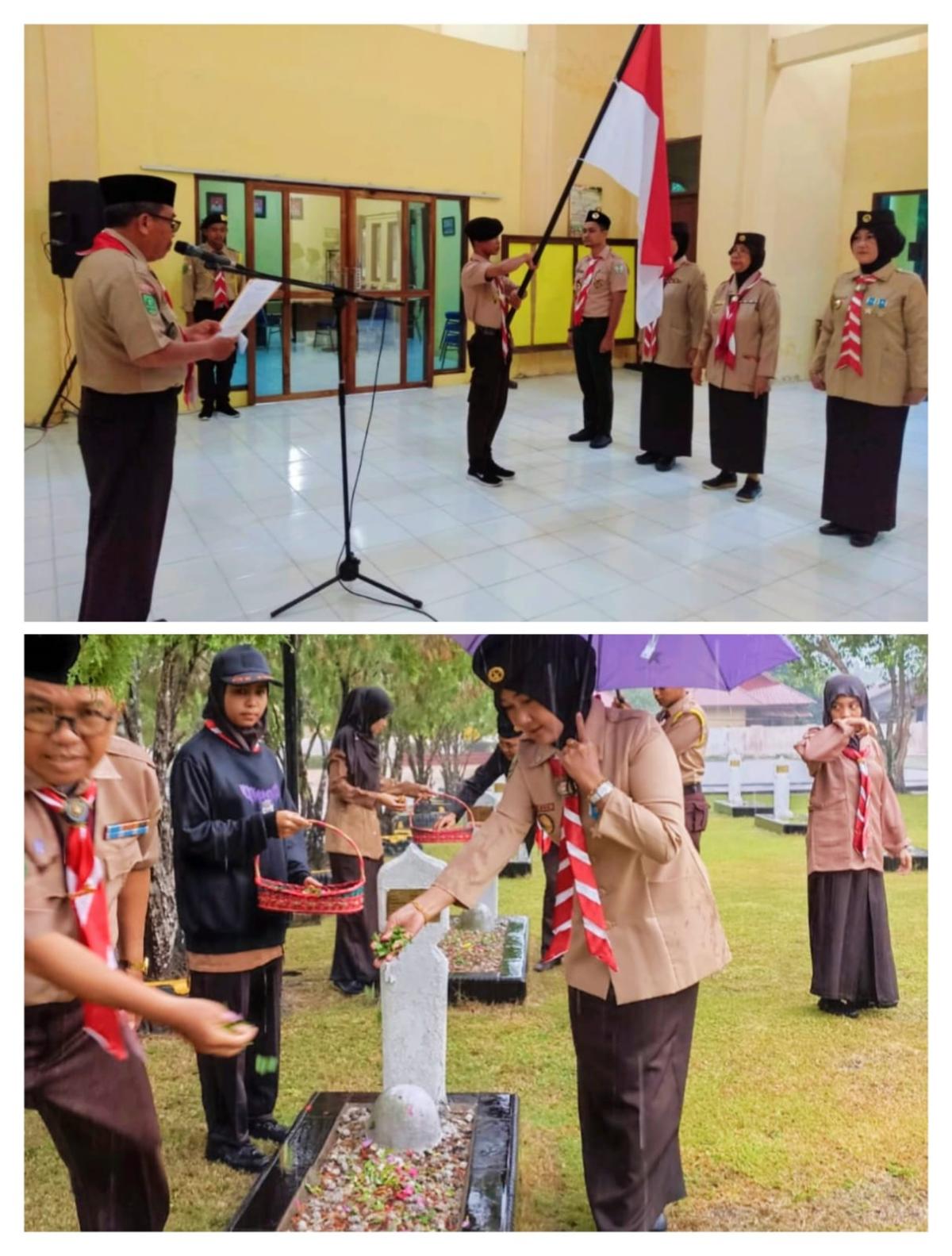 Meski Hujan, Kwarcab Bengkalis Tetap Laksanakan Ulang Janji dan Ziarah Makam Pahlawan