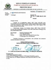 Ada Nama Ramli Walid dalam Daftar Undangan Penyerahan Surat Penetapan Calon Wali Kota Pekanbaru oleh DPP Partai Golkar, Besok…