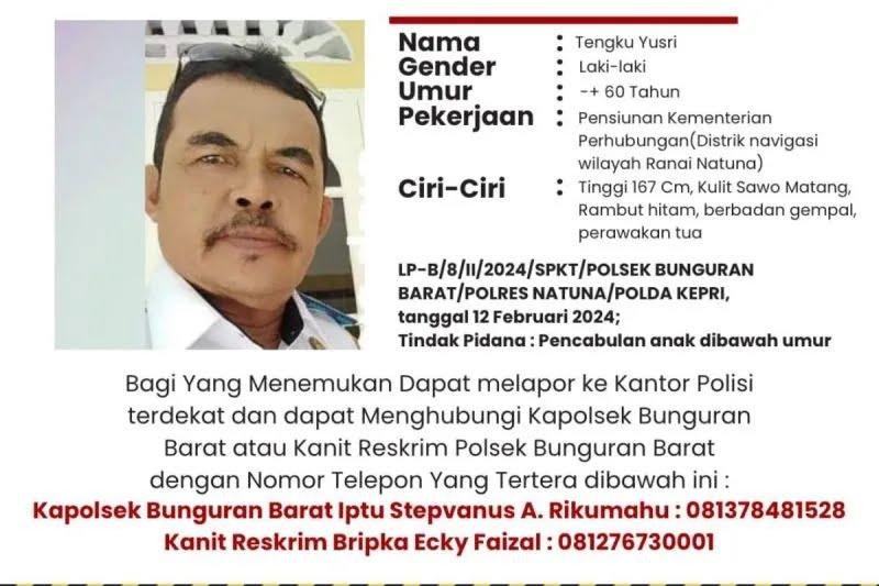 Pensiunan Kemenhub Diburu Polisi Tekait Dugaan Pencabulan Anak