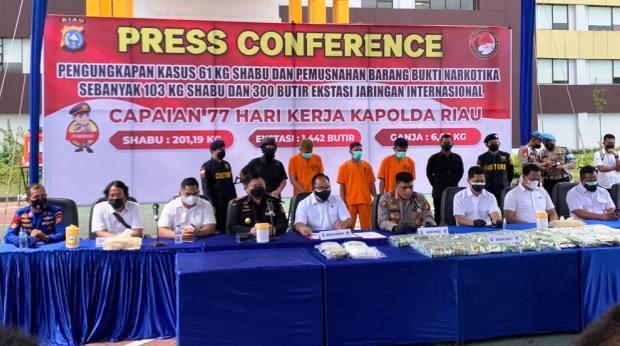 Lagi, 56 Kg Sabu dari Jaringan Internasional Ditangkap Tim Gabungan Polda Riau dan Bea Cukai