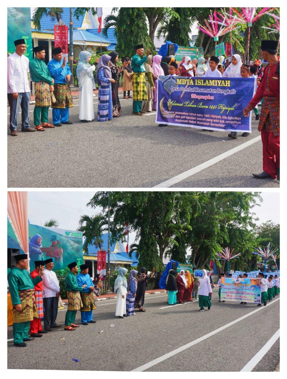 Ribuan Pelajar dari 58 MDTA di Kecamatan BengkalisTumpah Ruah Ikuti Pawai Akbar Tahun Baru Islam