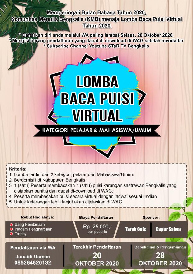 Sambut Bulan Bahasa 2020, KMB Taja Lomba Baca Puisi Virtual