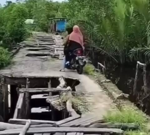 Ada ”Jalan Sakaratul Maut” di Indragiri Hilir Riau, Kondisinya Rusak Parah dan Berbahaya