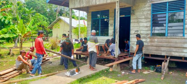 Semangat Gotong Royong Masih Terpelihara di Dusun Kampungparit Bengkalis