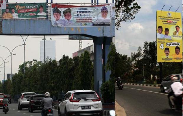 Oalah, Alat Peraga Kampanye Ilegal Bergambar Calon Gubernur Riau dan Wakilnya Masih Bertebaran, padahal Sudah Dilarang