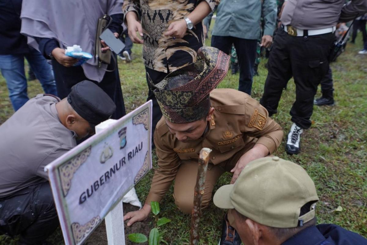 <b>Polda Riau Lakukan Penanaman 10 Ribu Pohon di Dumai, Begini kata Gubernur</b>
