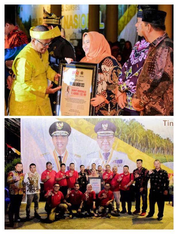 Bupati Bengkalis Kasmarni Terima Anugerah PWI Riau Award 2023