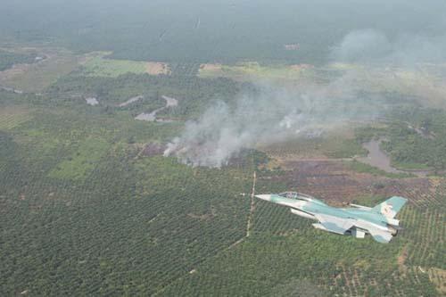 Pesawat F-16 Dikerahkan Pantau Kebakaran Hutan dan Lahan di Riau