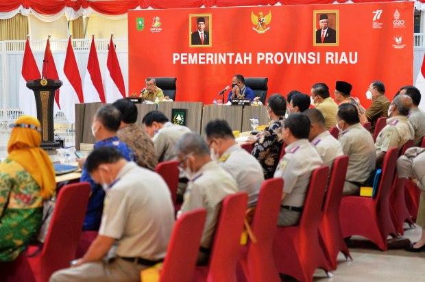 Pemprov Riau Rakor Bersama KPK dan Kepala Daerah se-Riau, Bahas Aplikasi MCP untuk Cegah Korupsi